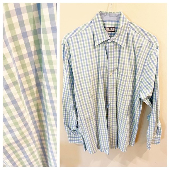 Izod Other - Izod Button Down Plaid Long Sleeve Dress Shirt M